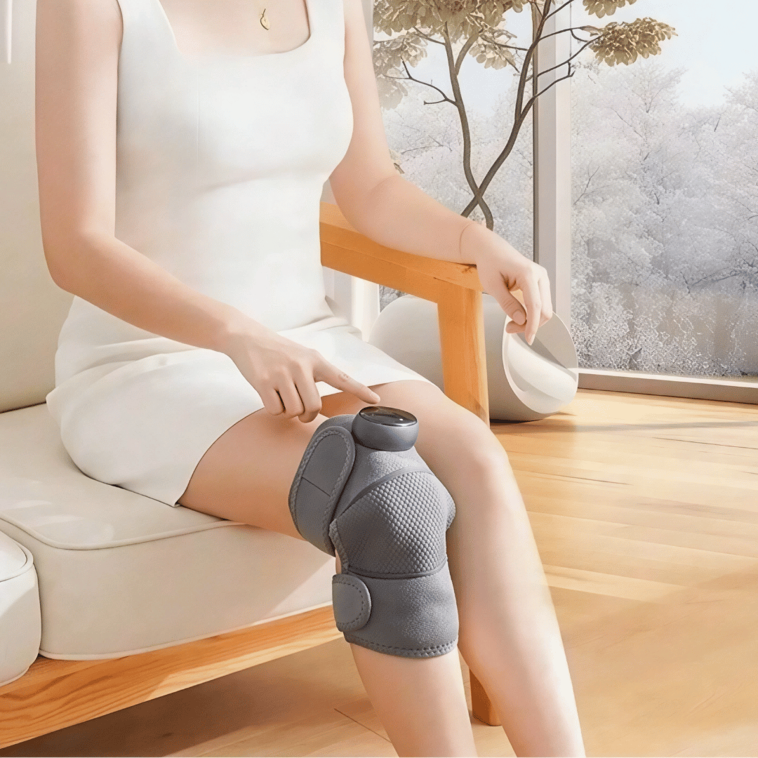 Beheizbare Knie-Massagebandage - Elektrische Wärmetherapie mit Massagefunktion, fördert Durchblutung & lindert Schmerzen