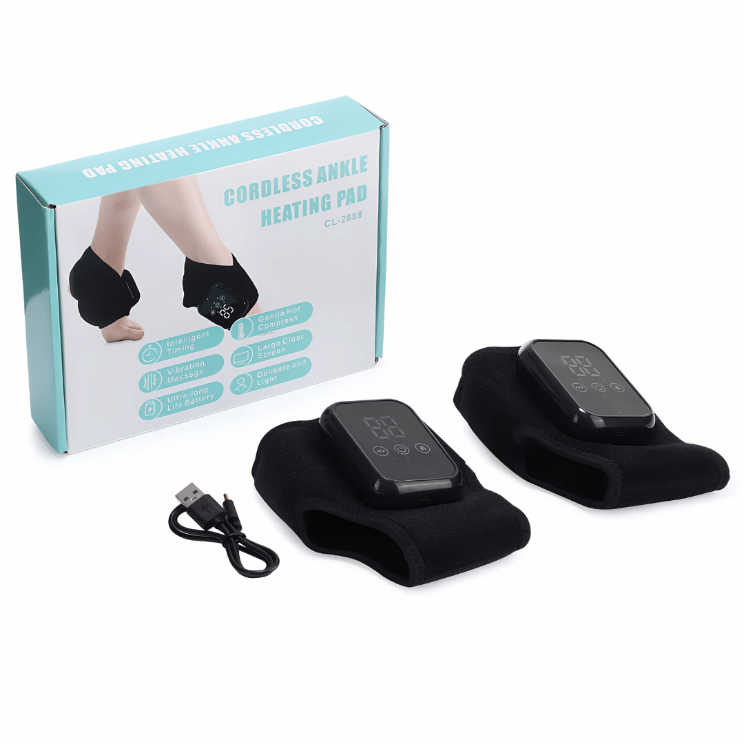 Wärmetherapie-Bandage für Knöchel – Elektrisches Massagegerät mit 3 Heizstufen & Vibration für Schmerzlinderung & Durchblutung