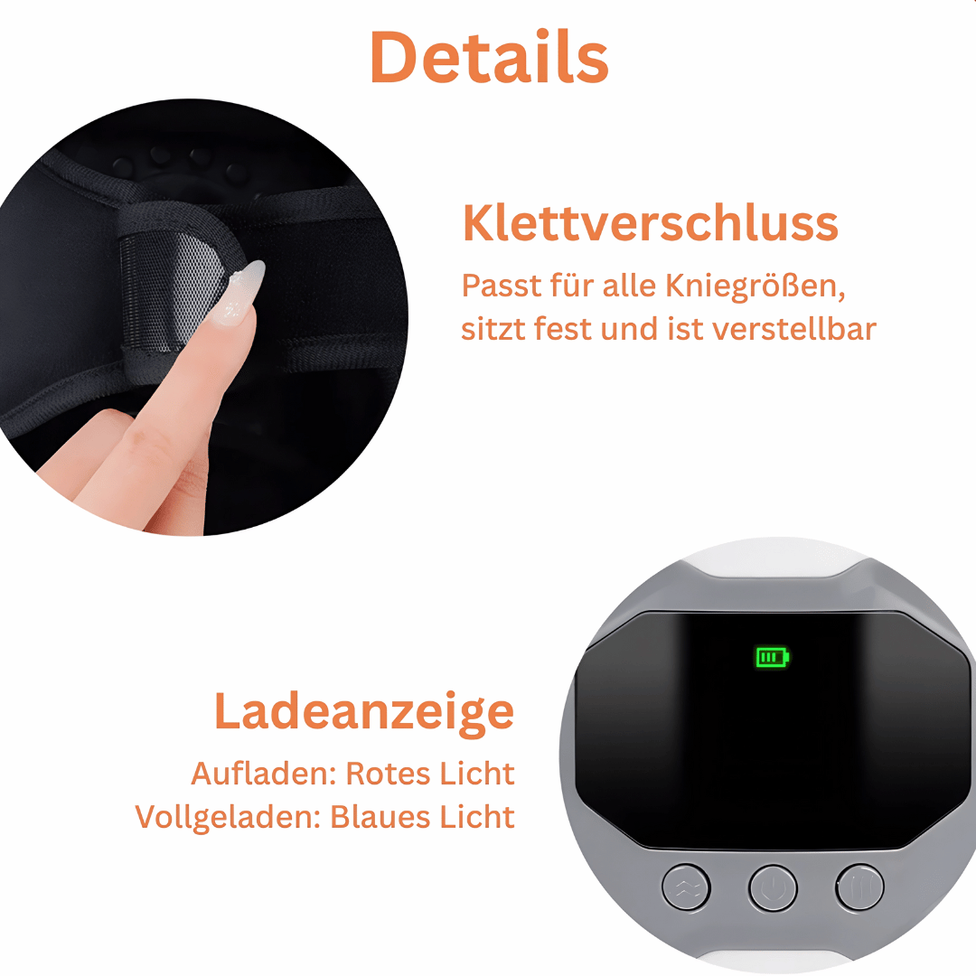 Smartes Knie-Massagegerät - Intelligente Massage mit Luftdruck, Vibration & Wärme für Knie, Schulter & Ellbogen