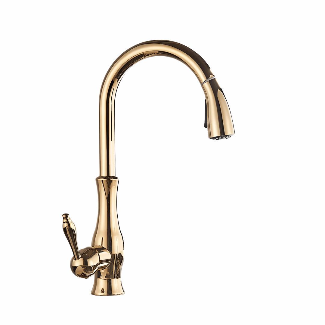 Fluxo Küchenarmatur – Luxus Design Wasserhahn mit ausziehbarem Sprühkopf für Warm- und Kaltwasser