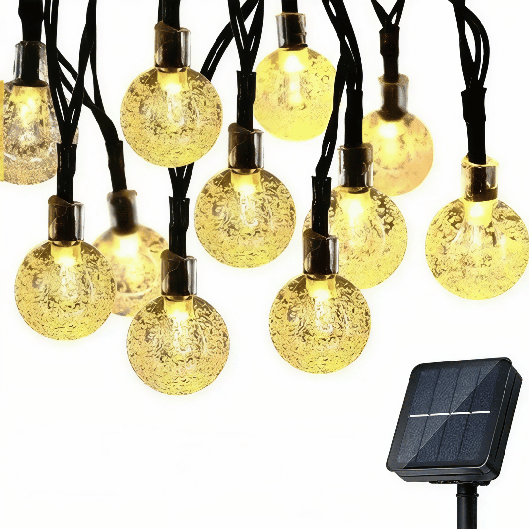 Solar Lichterkette Outdoor – Kristall LED Lichter mit 8 Modi, wasserdicht für Garten, Terrasse & Balkon