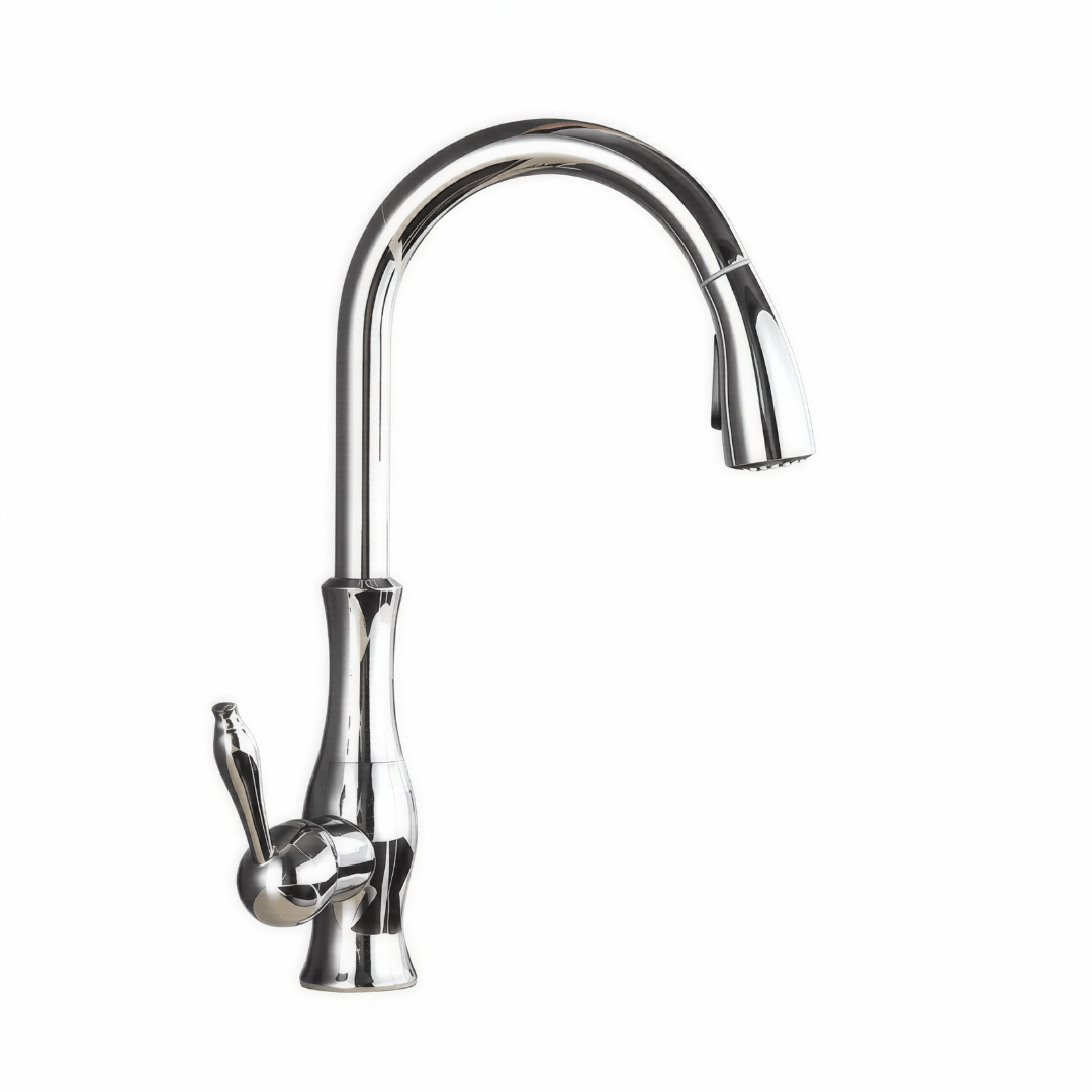 Fluxo Küchenarmatur – Luxus Design Wasserhahn mit ausziehbarem Sprühkopf für Warm- und Kaltwasser