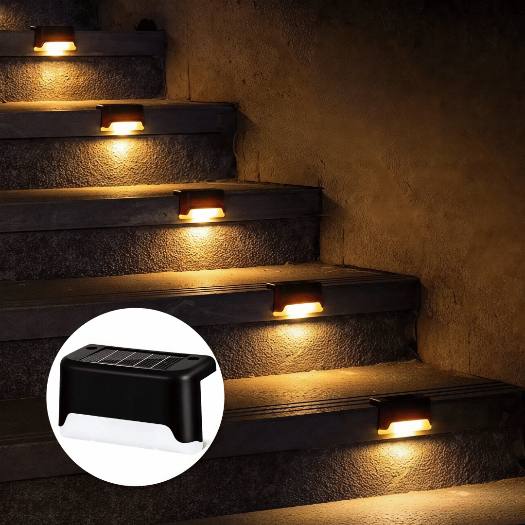 Solar Zaun- & Treppenlichter - 4/8/12 LED Außenlampen, wasserdicht für Terrasse, Geländer & Treppe