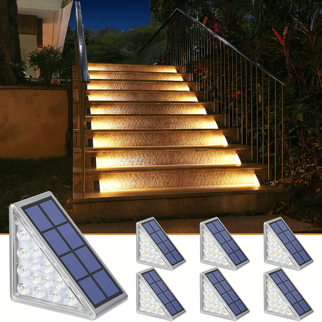 Solar Treppenlichter LED - wasserdichte Stufenbeleuchtung mit Anti-Diebstahl-Sicherung, für sichere Beleuchtung von Treppen