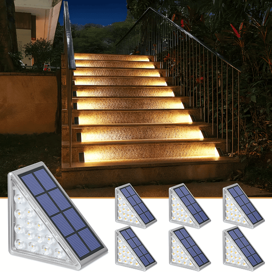 Solar Treppenlichter LED - wasserdichte Stufenbeleuchtung mit Anti-Diebstahl-Sicherung, für sichere Beleuchtung von Treppen
