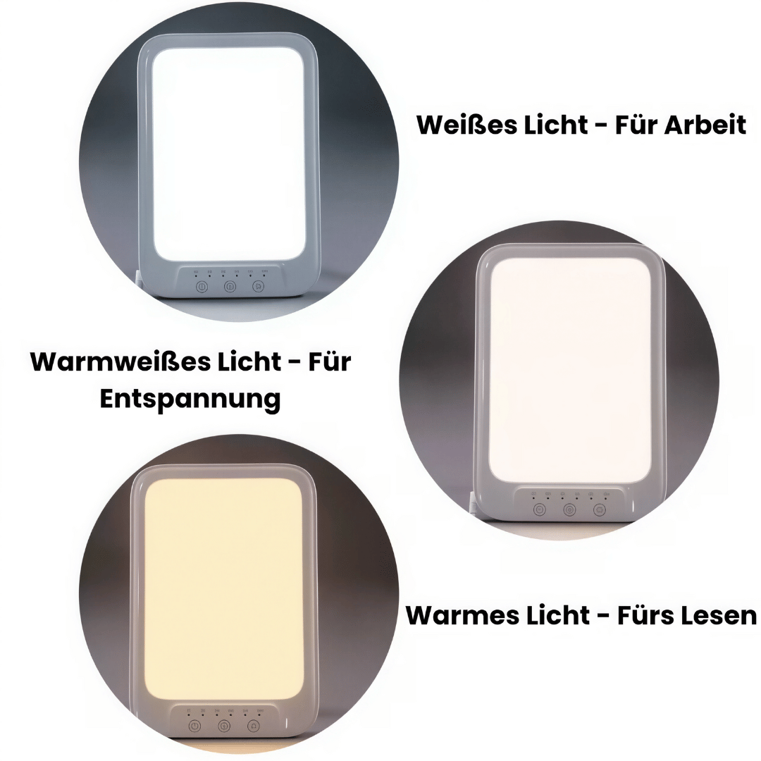 Tageslichtlampe 20000 Lux - LED Lichttherapie Lampe mit 3 Farbmodi & 5 Helligkeitsstufen, Touch-Steuerung