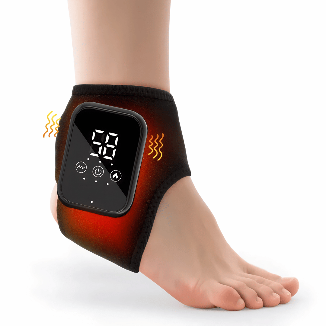 Wärmetherapie-Bandage für Knöchel – Elektrisches Massagegerät mit 3 Heizstufen & Vibration für Schmerzlinderung & Durchblutung