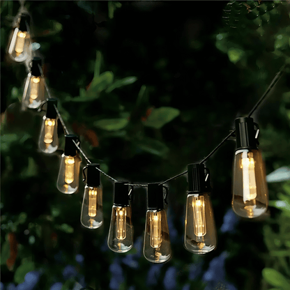 Retro Solar Lichterkette Outdoor - LED Beleuchtung mit Edison Birnen, wasserdicht & energiesparend für Terrasse & Hof