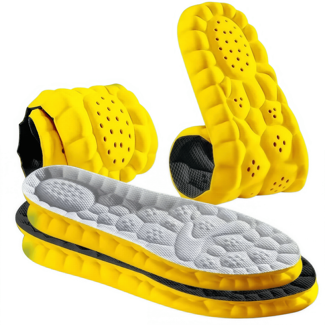 4D Sport Einlegesohlen - Orthopädische PU Schuheinlagen mit Dämpfung, weichem Fußbett & atmungsaktiver Polsterung