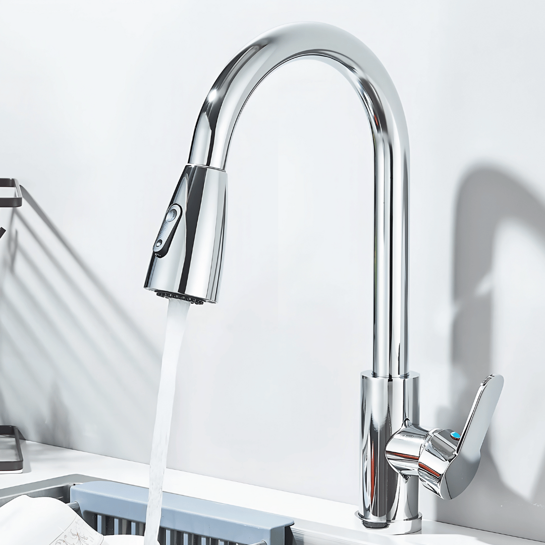 Versa Küchenarmatur – Moderner Wasserhahn mit ausziehbarem Sprühkopf für Warm- und Kaltwasser