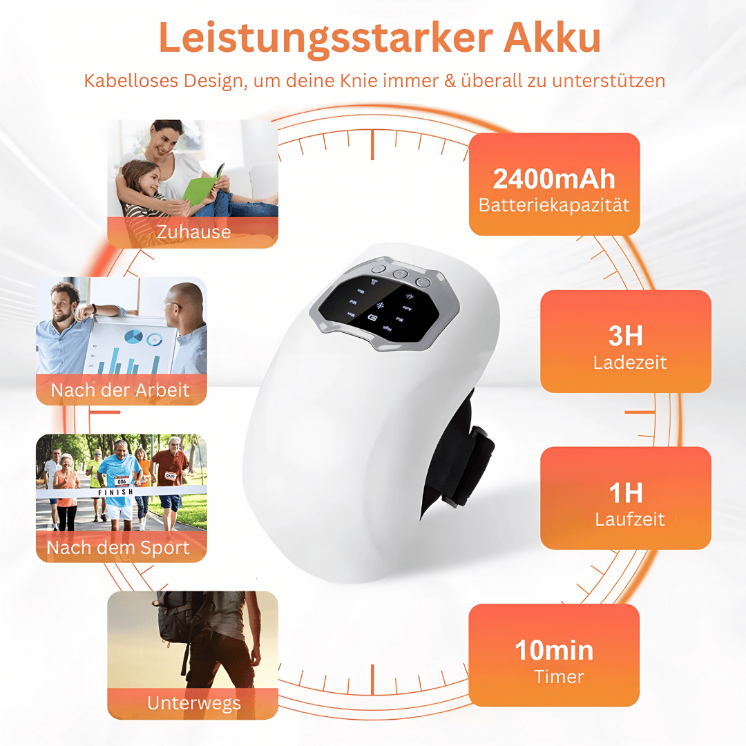 Smartes Knie-Massagegerät - Intelligente Massage mit Luftdruck, Vibration & Wärme für Knie, Schulter & Ellbogen