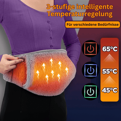 Flauschiger Wärmegürtel - 3-stufige Tiefenwärme zur Linderung von Bauch-, Rücken- & Unterleibsschmerzen