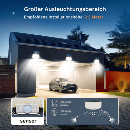 Solar Außenstrahler mit Bewegungsmelder - 234 LED Flutlicht mit Fernbedienung & 3 Modi, wasserdicht für Hof & Einfahrt