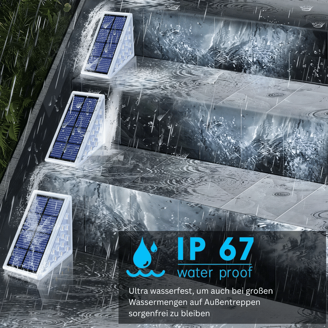 Solar Treppenlichter LED - wasserdichte Stufenbeleuchtung mit Anti-Diebstahl-Sicherung, für sichere Beleuchtung von Treppen