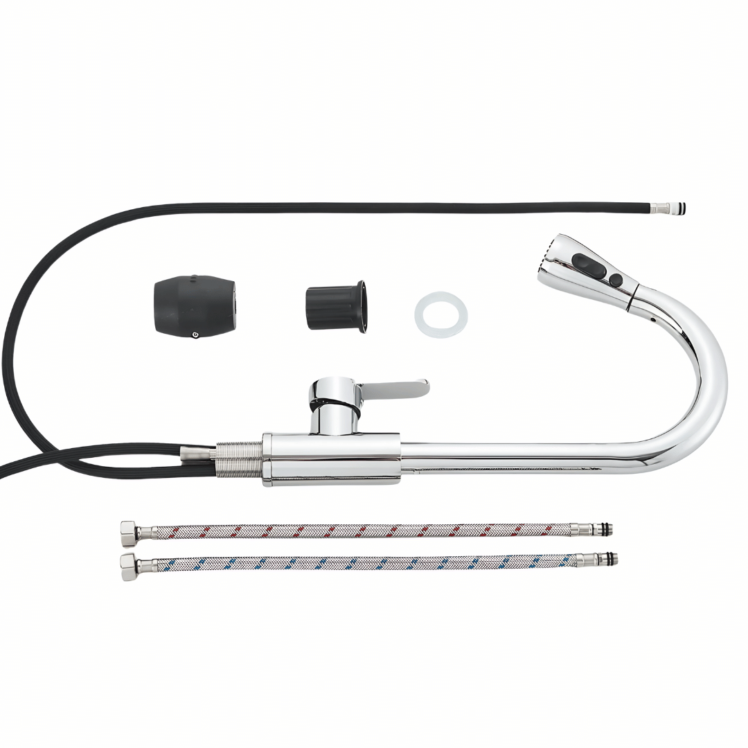 Versa Küchenarmatur – Moderner Wasserhahn mit ausziehbarem Sprühkopf für Warm- und Kaltwasser