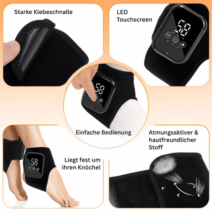 Wärmetherapie-Bandage für Knöchel – Elektrisches Massagegerät mit 3 Heizstufen & Vibration für Schmerzlinderung & Durchblutung