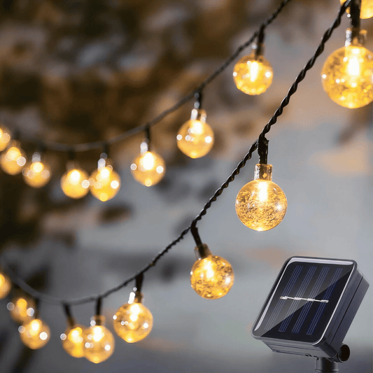 Solar Lichterkette Outdoor – Kristall LED Lichter mit 8 Modi, wasserdicht für Garten, Terrasse & Balkon