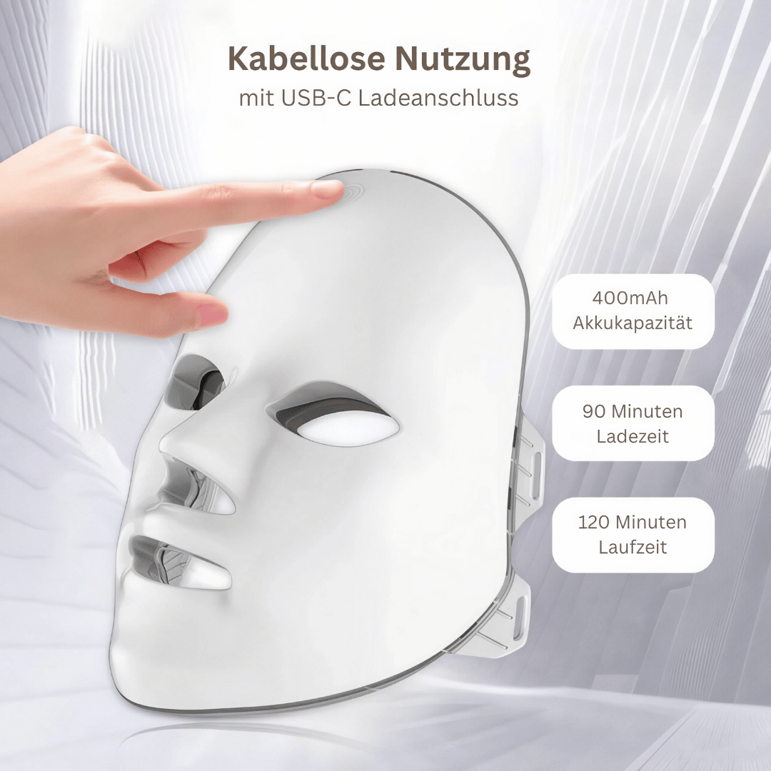 Anti-Aging LED Gesichtsmaske - 7 Farben Lichttherapie zur Hautstraffung, Faltenreduktion & natürlichen Hautverjüngung