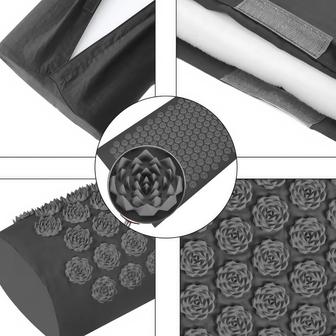 Zenova Pro Akupressurmatte – Shiatsu Massage Matte mit Kissen, für Durchblutung, Regeneration & Stressabbau