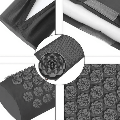 Zenova Pro Akupressurmatte – Shiatsu Massage Matte mit Kissen, für Durchblutung, Regeneration & Stressabbau