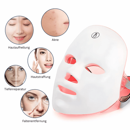 Anti-Aging LED Gesichtsmaske - 7 Farben Lichttherapie zur Hautstraffung, Faltenreduktion & natürlichen Hautverjüngung