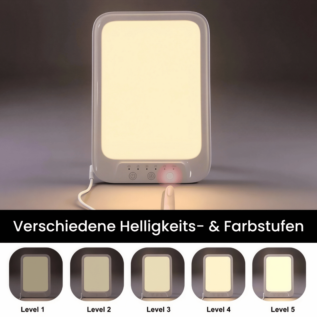 Tageslichtlampe 20000 Lux - LED Lichttherapie Lampe mit 3 Farbmodi & 5 Helligkeitsstufen, Touch-Steuerung