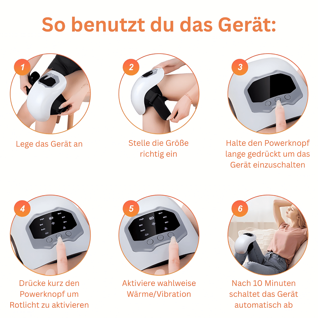 Smartes Knie-Massagegerät - Intelligente Massage mit Luftdruck, Vibration & Wärme für Knie, Schulter & Ellbogen