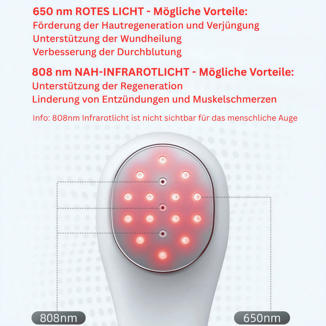 Rotlicht-Lasertherapiegerät – 650 nm / 808 nm Rotlicht- und Kaltlaser-Behandlung bei Arthrose, Gelenk- und Muskelschmerzen