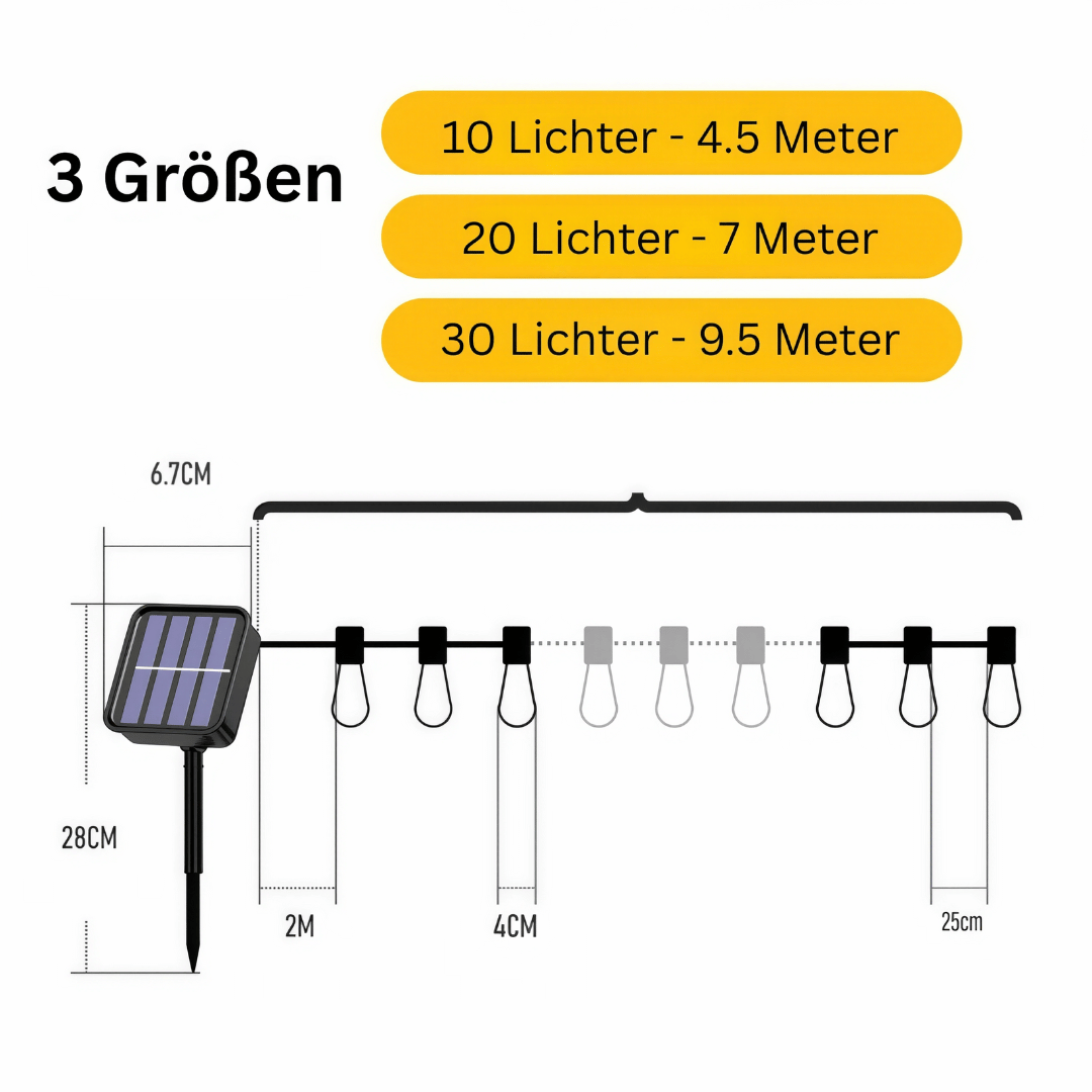 Retro Solar Lichterkette Outdoor - LED Beleuchtung mit Edison Birnen, wasserdicht & energiesparend für Terrasse & Hof