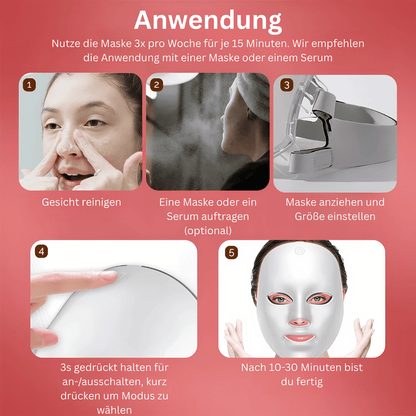 Anti-Aging LED Gesichtsmaske - 7 Farben Lichttherapie zur Hautstraffung, Faltenreduktion & natürlichen Hautverjüngung