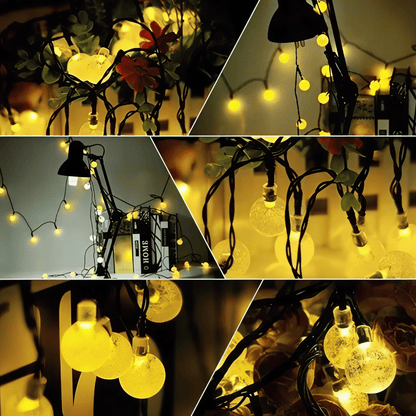 Solar Lichterkette Outdoor – Kristall LED Lichter mit 8 Modi, wasserdicht für Garten, Terrasse & Balkon