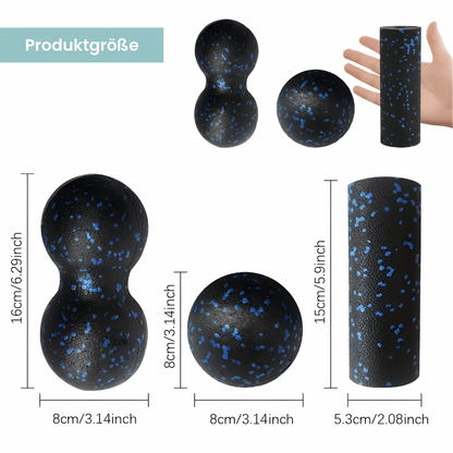Faszien Massage Set 3-teilig - Schaumstoff-Rollen-Set für Yoga, Pilates & Muskelentspannung