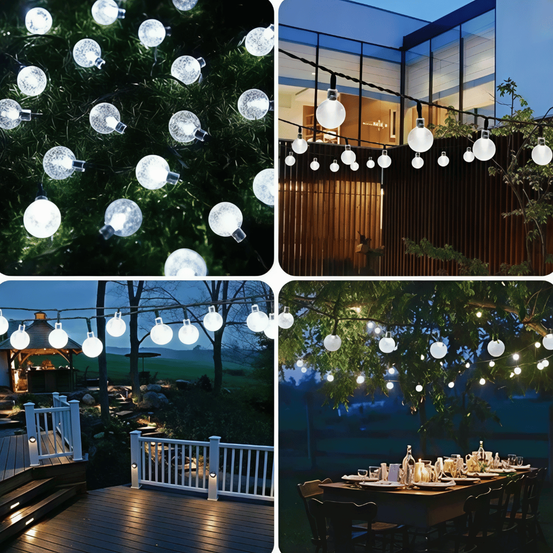 Solar Lichterkette Outdoor – Kristall LED Lichter mit 8 Modi, wasserdicht für Garten, Terrasse & Balkon