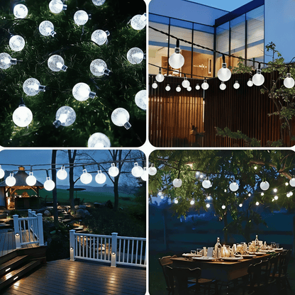 Solar Lichterkette Outdoor – Kristall LED Lichter mit 8 Modi, wasserdicht für Garten, Terrasse & Balkon