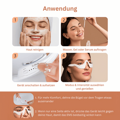 3D Augenmassagegerät - Elektrische Augenpflege zur Reduktion von Augenringen, für glatte & strahlende Haut um die Augen