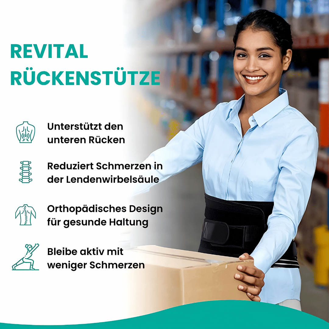 Revital Rückenstütze - Ergonomischer Stützgürtel zur Stabilisierung der Wirbelsäule & Linderung von Rückenschmerzen
