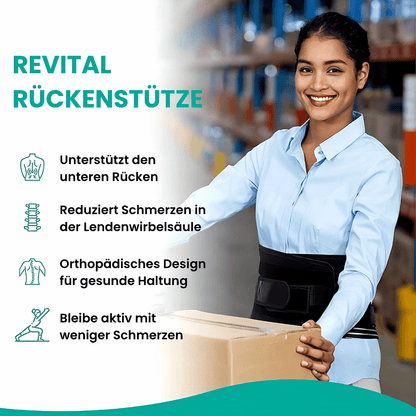 Revital Rückenstütze - Ergonomischer Stützgürtel zur Stabilisierung der Wirbelsäule & Linderung von Rückenschmerzen